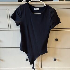 Babaton Black Short Sleeve Bodysuit